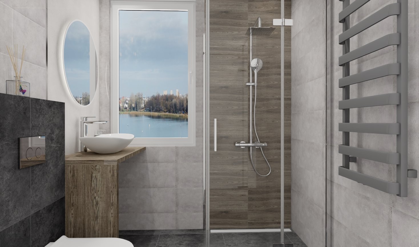 Wizualizacja nowoczesnej łazienki zaprojektowana przez specjalistów Ramex Showroom